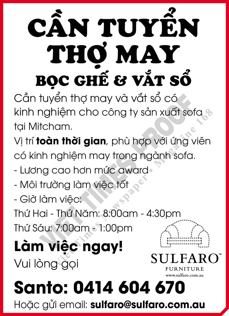 Sulfaro Furniture (Job Ad)